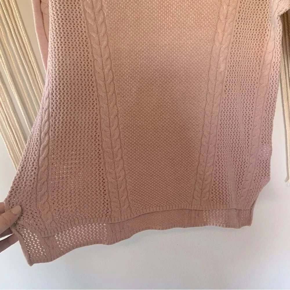 AMERICAN EAGLE Women's Two Toned Ombré Open Knit Sweater Pink Size Small